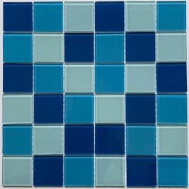 Gạch bể bơi thủy tinh phối 3 màu xanh biển