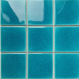 Gạch thẻ mosaic vuông xanh biển rạn
